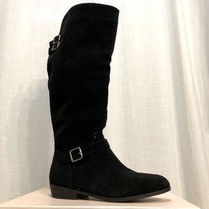 Faux Suede Moto Boots